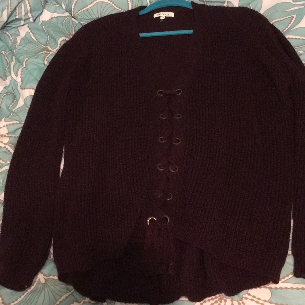 Lace up sweater